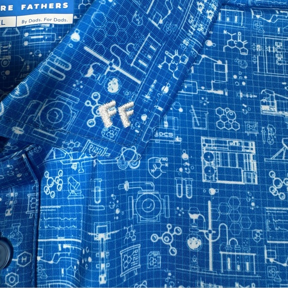 Fore Fathers Performance Polo XXL Blue Soft Breathable Fabric Chemical Print - Picture 7 of 12